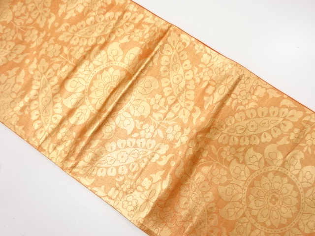 JAPANESE KIMONO / ANTIQUE FUKURO OBI / SILK / WOVEN FLORAL CREST